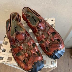 Genuine Leather Men's Brown  outdoor Mesh Sandal
